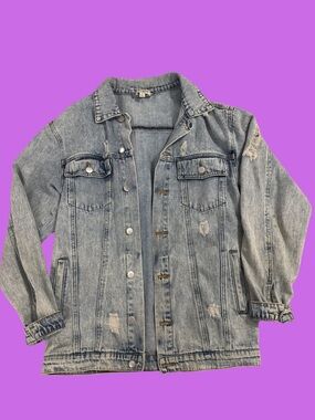 Umgee Light Blue Distressed Denim Jacket